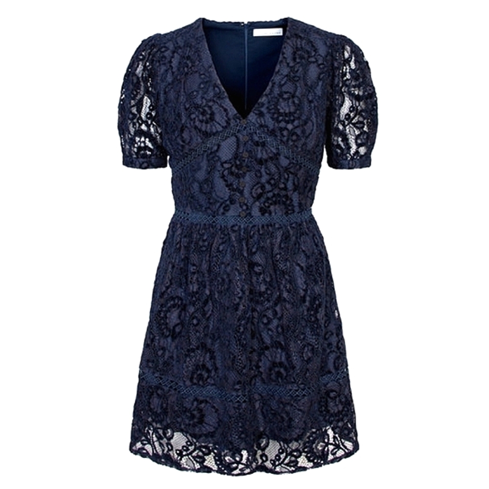 Adelyn Rae Burnout Navy Velvet Lace Dress